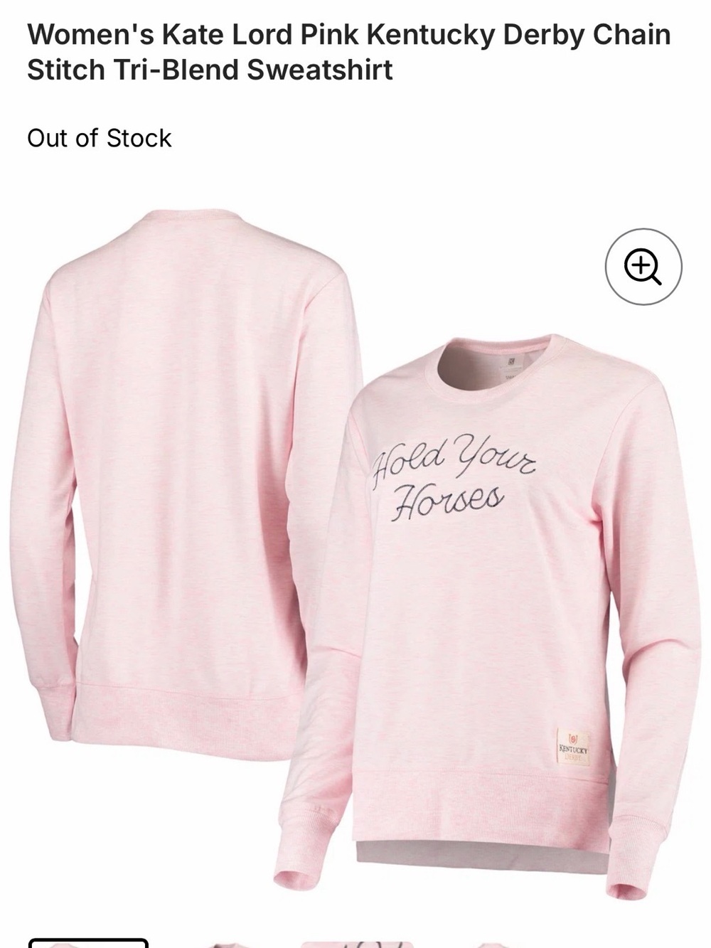 Kate Lord Kentucky Derby hold your horses sweater pink speckled large Flawed